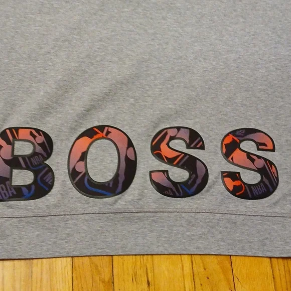 NBA Logo Hugo Boss Court Tri-Blend Pullover Hoodie - Heathered Gray NWOT - Picture 4 of 6